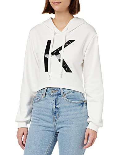 KENDALL & KYLIE Damska bluza z kapturem K&k W Cropped Loose Hoody Kkw3711613, Off-White, XS