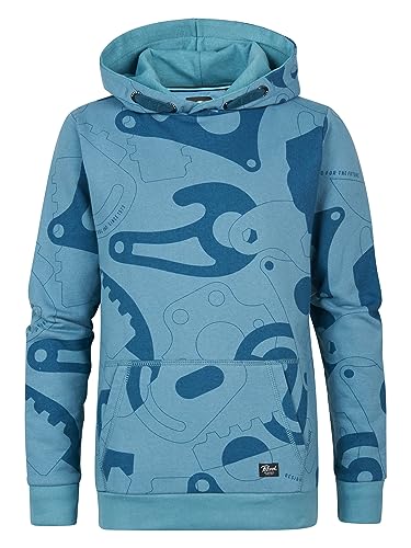 Petrol Industries Boys Sweater Hooded AOP Bluza dziecięca, Światło Cyaan, 6 lat