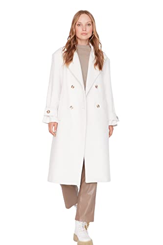 TRENDYOL Damski płaszcz damski Trendyol Oversize Straight Plain tkanina płaszcz Coat, ecru, 16 EU, écru, 16