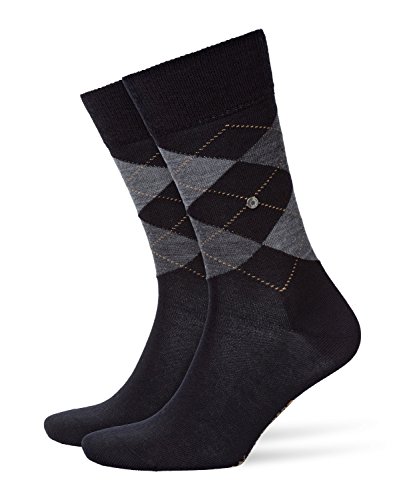 Burlington Mężczyźni Skarpety Edinburgh M SO Wełna z wzorem 1 Para, Czarny (Black 3000), 46-50