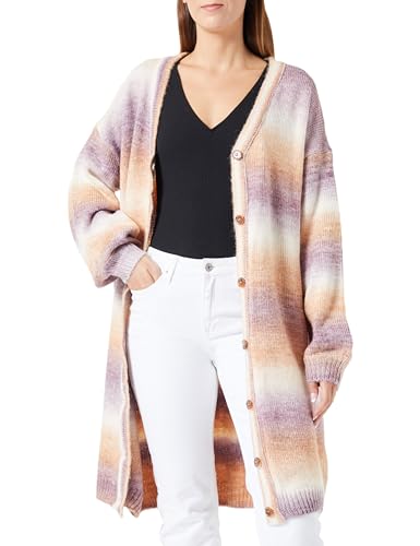 NAEMI Damski kardigan z dzianiny 10424757-NA01, beżowy liliowy wielokolorowy, XL/XXL, Beżowy, fioletowy, wielokolorowy, XL-XXL