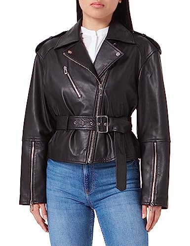 HUGO Laya Leather Jacket damska kurtka, czarny (Black1), M