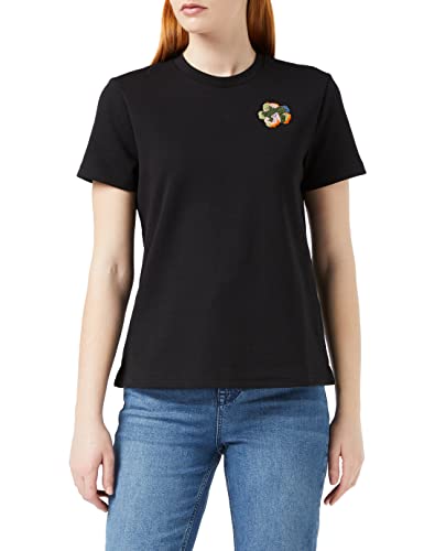 Ted Baker Damska koszulka z kwiatem na klatce piersiowej WMB-RENAKO-koszulka, czarna, 2 (DE 45)