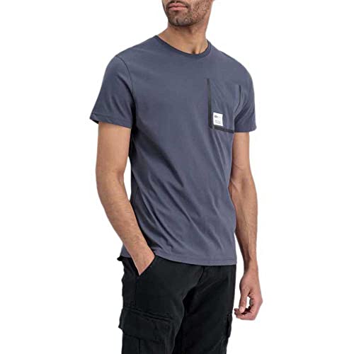 ALPHA INDUSTRIES Label Pocket T Koszulka męska, 136-greyblack, XS