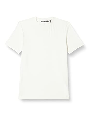 Koton Męski T-shirt Basic Crew Neck Short Sleeve Slim Fit, Ecru (010), XXL