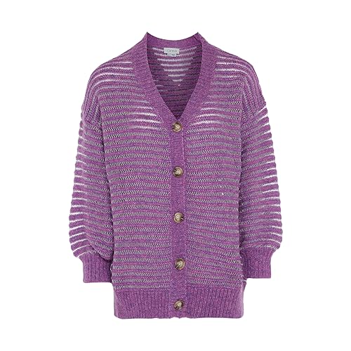 Caneva Damski luźny długi kardigan z wyciętym dekoltem w serek, fioletowy, rozmiar M/L, liliowy, M