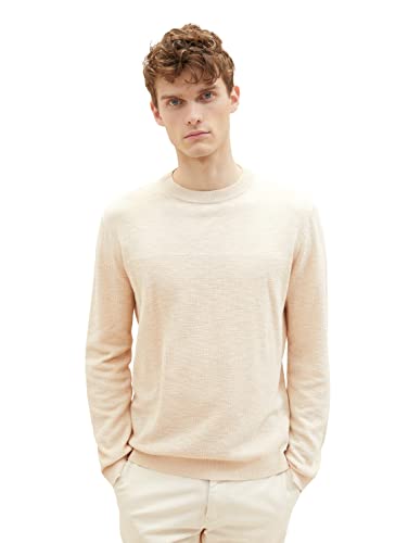 TOM TAILOR sweter męski lniany, 13523 – Cargo Beige Melange, 3XL