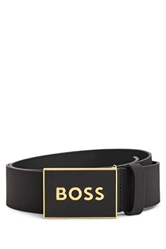 BOSS Męski pasek Icon-S1 włosko-skórzany z klamrą, Czarny, 100 cm