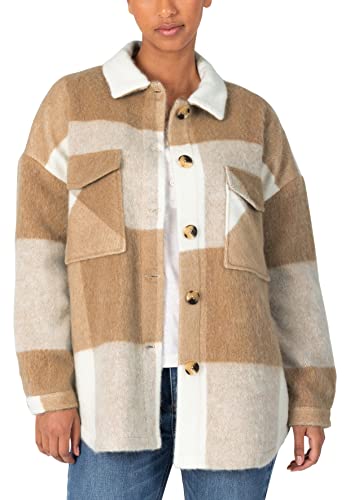 Timezone Damska koszulka Check Heavy Overshirt, beżowy lumbercheck, S