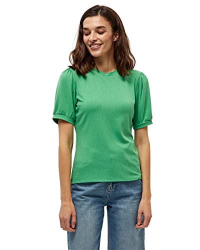 Minus Johanna okrągły dekolt Puff krótkie rękawy T-shirt | damska bluzka jesienna, 473 Apple Green, M