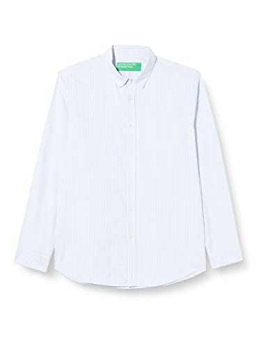 United Colors of Benetton koszula męska, Jasnoniebieski, wzór w paski 905, XL
