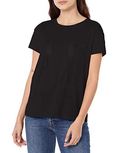 Armani Exchange Damska koszulka z logo Burnout Icon, czarny, S