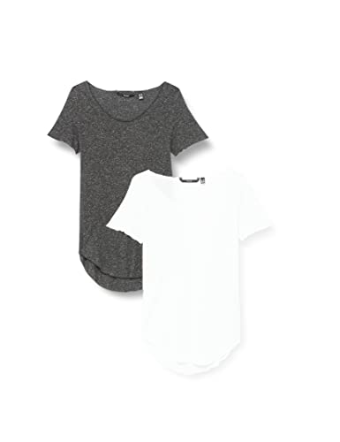 VERO MODA Koszulka damska, Czarny/opakowanie: jasny biały, S
