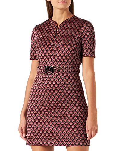 PINKO Damska sukienka Ambre Jersey Jacquard D. Swobodna sukienka, czarno-fuksja, beżowa, 32
