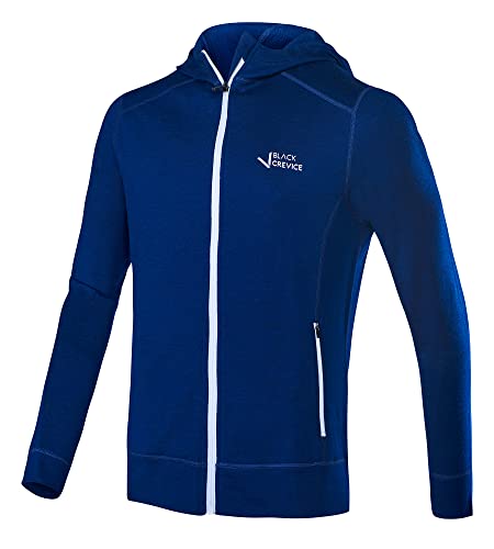 Black Crevice Męska kurtka z kapturem z merynosów, wysokiej jakości kurtka z merynosów, z 70% wełny merynosów i 30% PES, regulująca temperaturę bluza z kapturem z merynosów, sweter z merynosów, bez