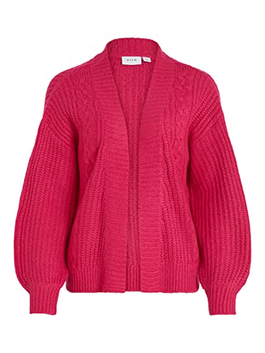 Vila Women's VISOFIA L/S Open Knit Kardigan dziergany, Pink Yarrow, L, różowy, L