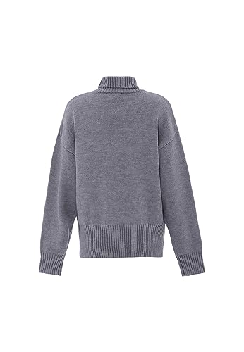 Aleva Damski sweter Slouchy z golfem, akryl, jasnoszary, melanż, rozmiar XS/S, jasnoszary melanż, XS