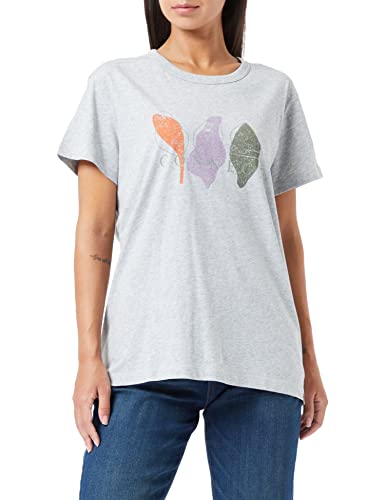 Camel Active Womenswear Koszulka Damska, Heather Grey - Liście, Xl
