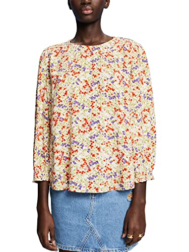 ESPRIT Kwiatowa bluzka z rękawami 3/4, Off White, XXL