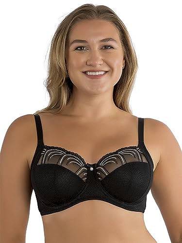 Parfait Pearl P60923 damski biustonosz bez podszewki z pełnym biustem - czarny - 42FF, Czarny, 95H
