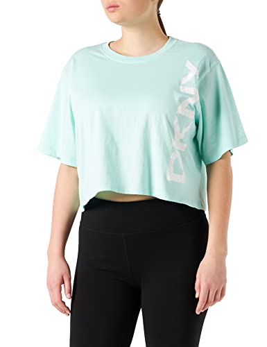 DKNY Damska koszulka sportowa z krótkim rękawem z logo Crackle, Plaża, 38