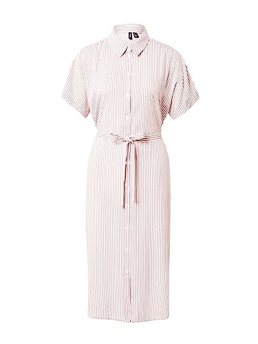 VERO MODA Sukienka damska VMBUMPY SS Calf Shirt Dress NOOS, Snow White/Stripes: Nostalgia Rose, XS, Snow White/Stripes:nostalgia Rose, XS