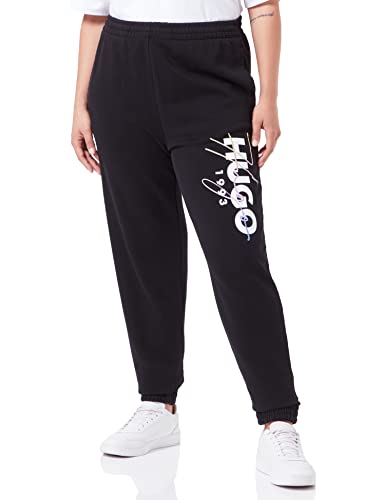 HUGO Damskie spodnie Najogger_2, dżersej, czarne1, luźny krój