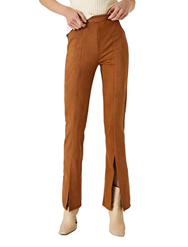 Koton Legginsy damskie typu flare leg Slit Detail, Brązowy (517), M
