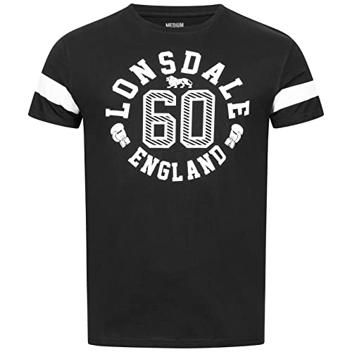 Lonsdale Męski T-shirt Askerswell, czarny/biały, L