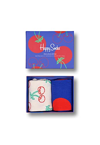 Happy Socks 2-Pack Cherries Socks Gift Set, kolorowe i zabawne, skarpety dla kobiet i mężczyzn, wielokolorowe (36-40)