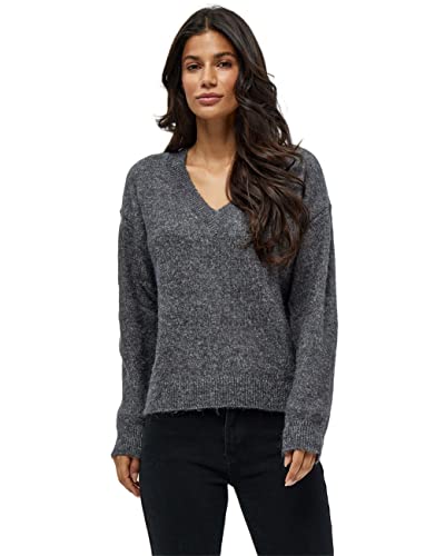 Desires Damski sweter z dekoltem w serek, szary Mel Melange, XS
