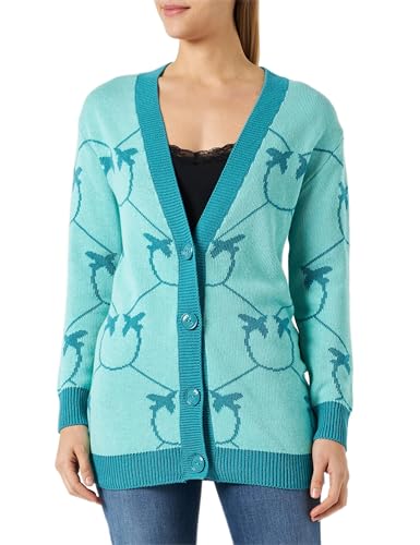 Pinko Damski kardigan Adelphi Cotone JACQUA Henley, SG1_Verde Acqua/Ottanio, XS, Sg1_verde Acqua/Ottanio, XS