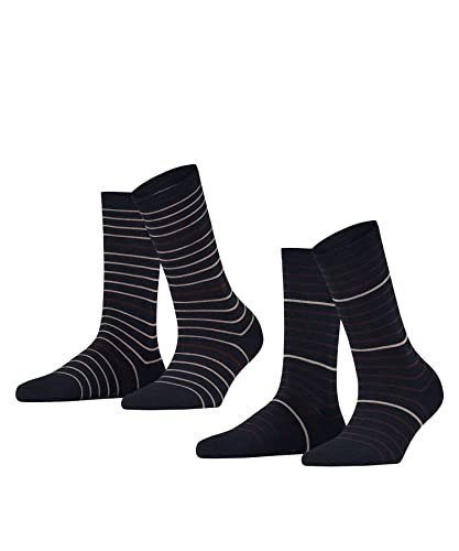 ESPRIT Kobiety Skarpety Fine Stripe 2-Pack W SO Bawełna z wzorem 2 Pak, Niebieski (Marine 6120), 39-42