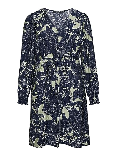 VERO MODA Sukienka damska VMABBI NAN LS BLK Shirt Dress WVN CUR, Navy Blazer/Aop: abbi, 44