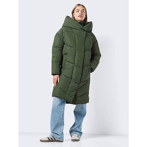 Noisy may Damska kurtka NMNEW Tally L/S Long Jacket NOOS pikowany płaszcz, zielony Kombu, L, Kombu Green, L