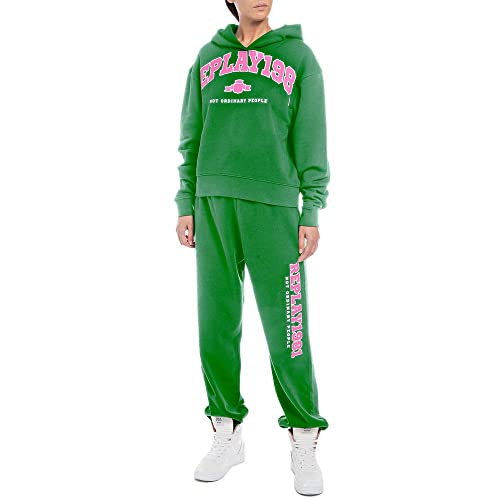 Replay Damska bluza z kapturem, 231 zielony, M