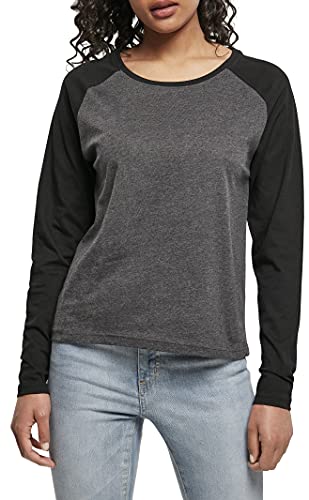 Urban Classics Damska koszulka z długim rękawem Contrast Raglan, grafit/czarny (Charcoal/Black), L