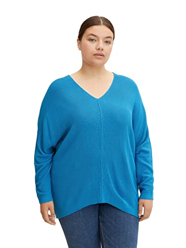 TOM TAILOR Damski Plussize sweter z rękawami nietoperza 1034675, 30095 - Sublime Teal Blue, 50 Duże rozmiary
