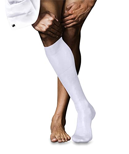 FALKE Mężczyźni Podkolanówki No. 9 M KH Czysta Bawełna Fil d'Ecosse długie jednokolorowe 1 Para, Biały (White 2000), 45-46