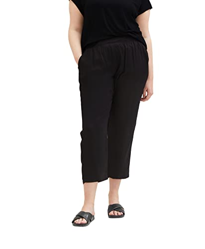 TOM TAILOR Damskie spodnie 1037318 Plussize, 14482-Deep Black, 48 W / 28 L, 14482 – Deep Black, 48W / 28L