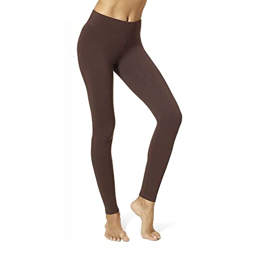 HUE Damskie bawełniane legginsy Ultra z szerokim pasem, różne, Espresso, S