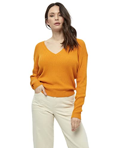 Desires Damski sweter w kształcie litery V Geisha Rib, Mango Orange, S, Pomarańczowy mango, S
