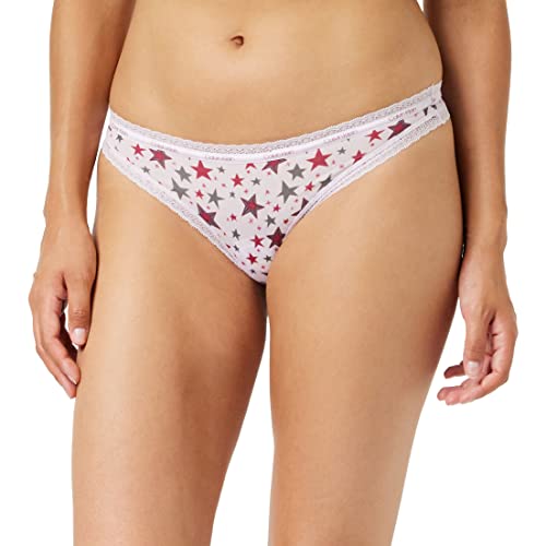 Calvin Klein Majtki stringi damskie, Gwiaździsty nadruk_mauve Berry, XL