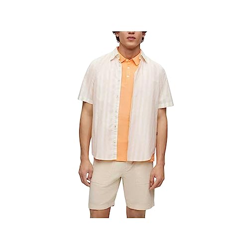BOSS Męska koszula Rash 2 Regular-Fit z bawełnianej popeliny z nadrukiem, White100, S