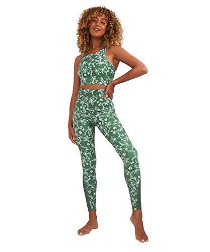 Joe Browns Damskie wygodne legginsy gimnastyczne z kwiatowym nadrukiem, zielone Multi, 10, Zielony wiele, 36