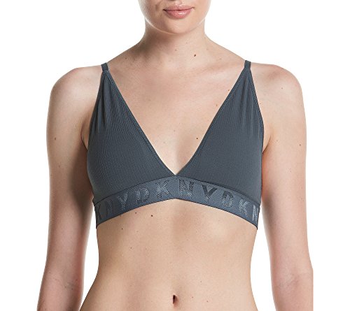 DKNY Damski bezszwowy biustonosz typu Litewear Rib Bralette, grafit, L