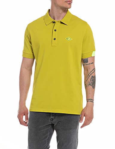 Replay Męska koszula polo M3540A, 932 Lime Green, XS, 932 limonkowa zieleń, XS