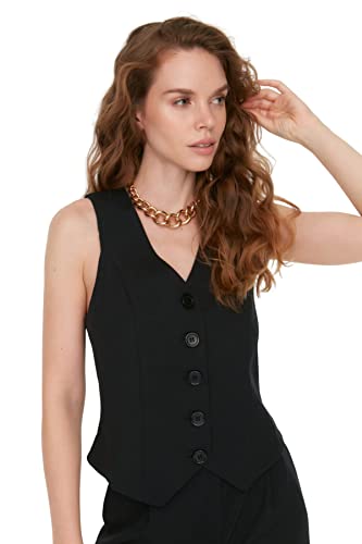 TRENDYOL Damska bluza z guzikami, czarna, 34 (DE), czarny, 34