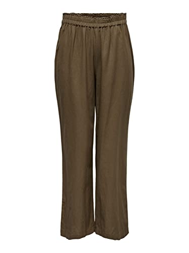 ONLY Spodnie damskie z wysokim stanem, mieszanka lnu, Cub, 30-3XL-L