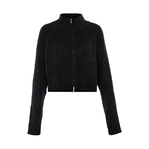 myMo Damski kardigan prążkowany czarny M/L, czarny, M